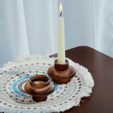 VOHO Brown Candlestick Holders Set of 6, Old Fashioned Candle Sticks Holder Decor for Daily Room/Halloween/Thanksgiving Party, Double Side Taper Candle Holders for Candlesticks/Tealight Candles(Brown) VOHO