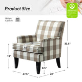 HULALA HOME Modern Accent Chair with Arms and Wooden Legs, Mid Century Accent Chair Armchair High Back Rest, Padded Armrest and Comfortable Cushioned Seat for Living Room (Buffalo Beige) HULALA HOME