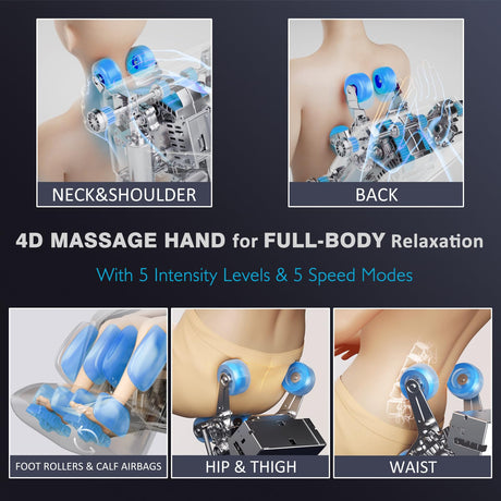 4D Full Body Zero Gravity Massage Chair with 55'' SL-Track & Body Scan - Shiatsu Massage Recliner with Heating & 40 Airbags - Voice Control, Foot Rollers, 15 Auto Modes & 9 Techniques (Black) RlxwizRevi
