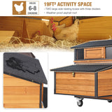 Chicken Coop Large Wooden Chicken Tractor for 6–8 Chickens, Outdoor Hen House with Metal Run Poultry Cage-Upgraded All Metal Frame Suumerpety