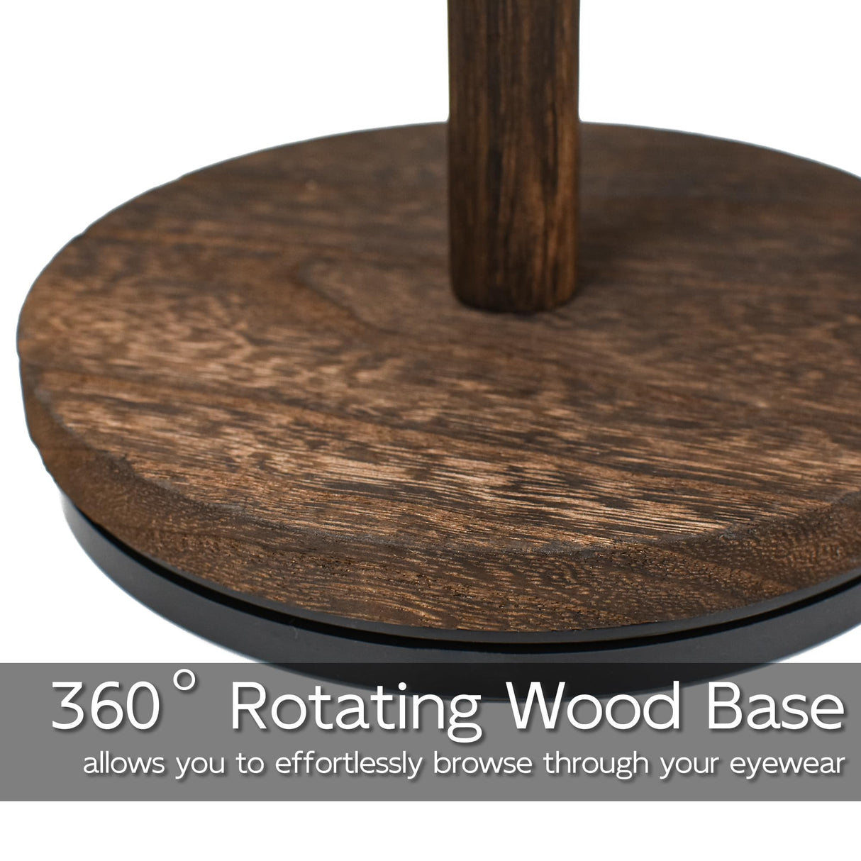 LingLingo Sunglasses Organizer 360° Rotating Eyeglass Holder Stand with Wood Tray and Base, Eye Glass Display Rack for Multiple Sunglass Storage for Table Dresser Nightstand Desk LingLingo