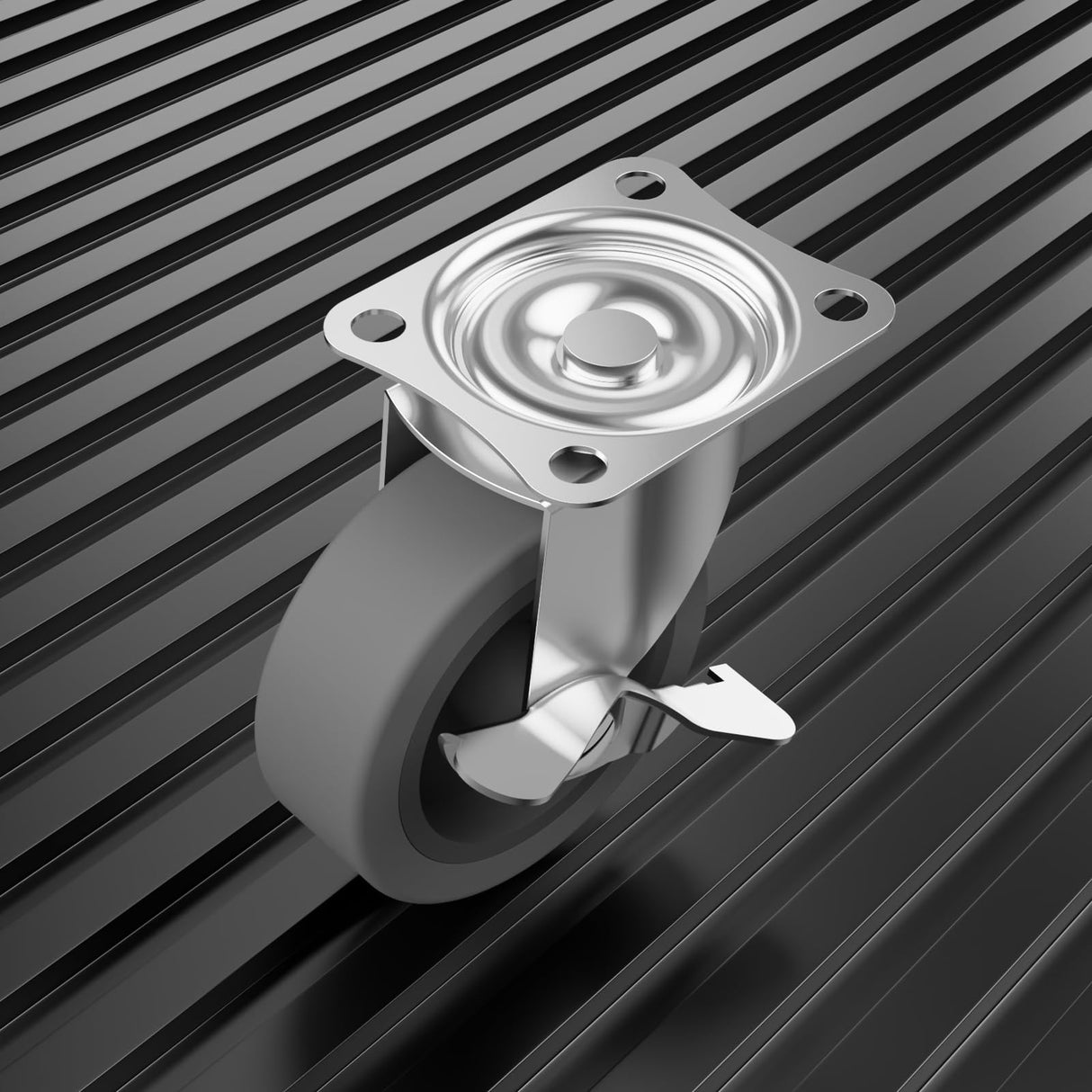 BOSGEOT 3 Inch Caster Wheels, Casters Set of 4, Heavy Duty Casters with Brake, Locking Casters with Rubber Wheels，Plate Swivel Casters Wheels for Furniture Cart and Workbench BOSGEOT