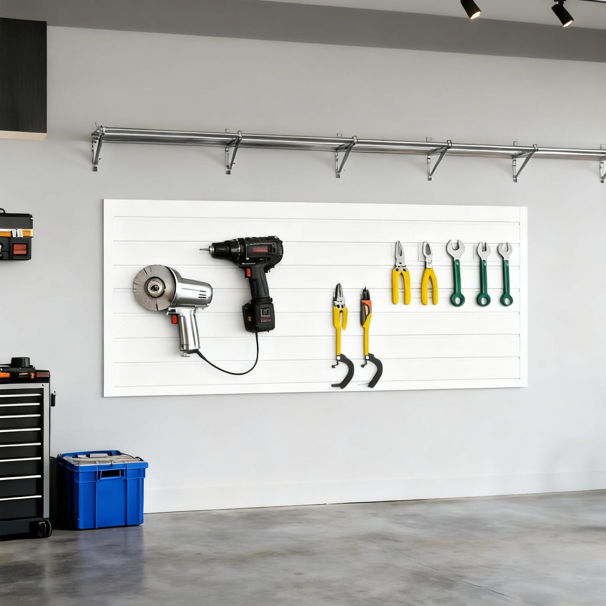 Yuzzy Slat Wall Paneling 2 x 4ft, Garage Slatwall Panel Wall Storage Systems, Heavy Duty PVC Garage Wall Organization (White) Yuzzy