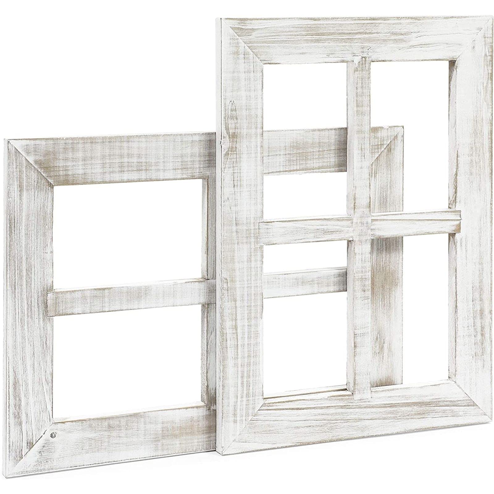 White Window Frame Farmhouse Wall Decor (11 x 15 Inches, 2 Pack) - WoodArtSupply