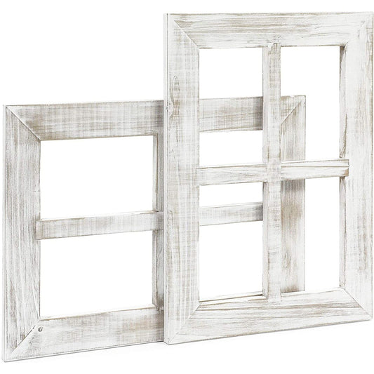 White Window Frame Farmhouse Wall Decor (11 x 15 Inches, 2 Pack) - WoodArtSupply