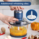 La Reveuse Food Processor,Electric Food Chopper with 7-Cup (1.7L) Glass Bowl, 4 Bi-Level Blades for Chopping,Grinding,Mincing,Whisking,Meal Prep,300W,Blue La Reveuse