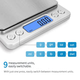 Toprime Digital Gram Scale 500g 0.01g Food Scale High Precision Kitchen Scale Multifunctional Stainless Steel Pocket Scale with Back-Lit LCD Display Tare PCS Features Silver toprime