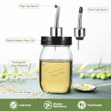 SheeChung Oil Dispenser Bottle for Kitchen, Mason Jar Glass Olive Oil Bottle, 16oz Vinegar Dispenser Set with Brush, Stainless Steel Pour Spout, Rustic Farmhouse Kitchen Decor 2 Pack SheeChung