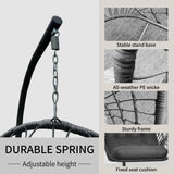 Kingdura Hanging Egg Chair with Stand Indoor Outdoor, Foldable Rattan Wicker Hammock Egg Swing Chair for Bedroom Porch Patio Garden, Thickened Cushion, 350LBS Capacity, Heavy Duty Frame Kingdura