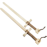 Adventure Awaits! Wooden Toy Sword for Kids | 2 Pack | Knights of The Round Table Style with Jute Wrapped Handle | Lightweight and Durable for Imaginative Kids | Set of 2 Adventure Awaits!
