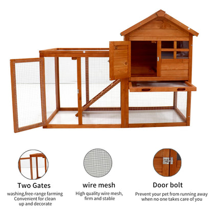 Fuhomtre Pets Coop Super Strength Natural Solid Wood Rabbit Hutch Pet House Chicken Nesting Box (47.8”L X 24.4”W X 36.3”H) Natural One Size - WoodArtSupply