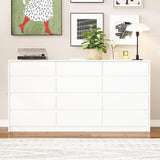 Homsee 12 Drawers Double Dresser, Modern Wood Dresser Chest of Drawers with Large Storage Space for Bedroom, White (63”L x 15.7”W x 31.9”H) Homsee