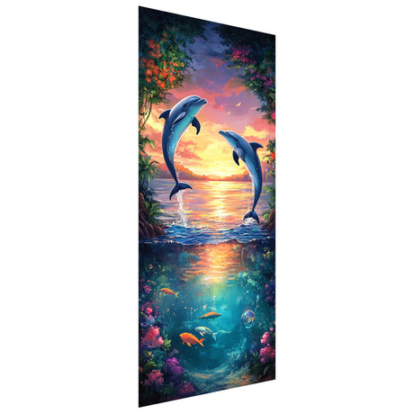 Kaliosy 5D Diamond Art Kits for Adults Dolphins, Large Size DIY Sea Life Diamond Painting Full Round Drill Crystal Art - Craft Cross Stitch Embroidery for Home Wall & Office Decor 11.81x31.5 inch Kaliosy