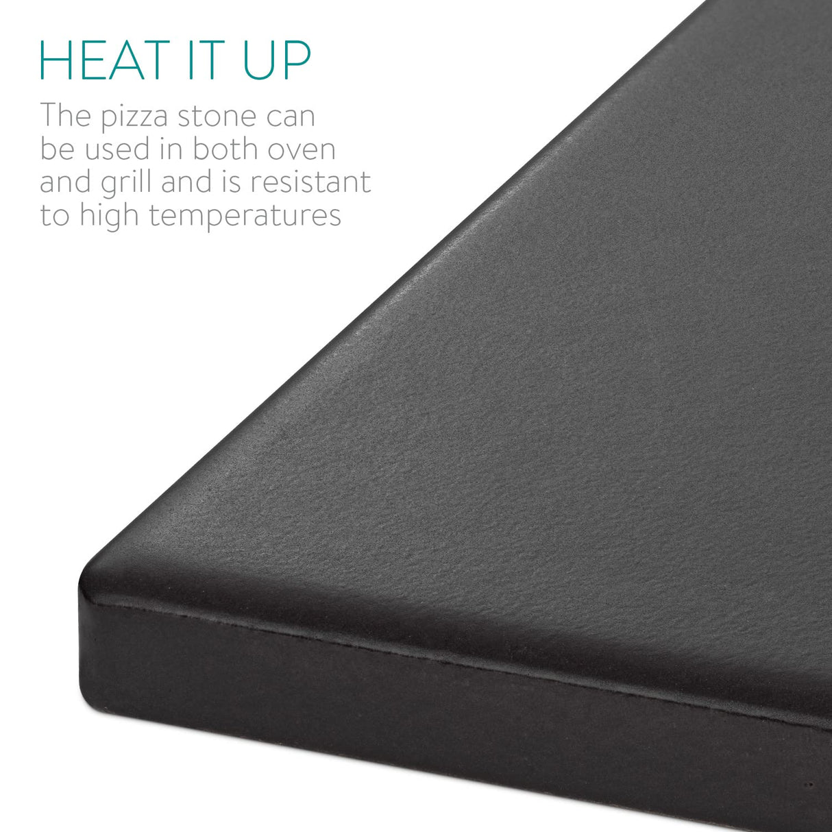 Navaris XL Pizza Stone for Baking - Glazed Square Cordierite Stone Plate for BBQ Grill Oven, Bake Serve Bread - Incl. Recipe Book - 15" x 11.8" x 0.6" Navaris