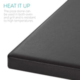 Navaris XL Pizza Stone for Baking - Glazed Square Cordierite Stone Plate for BBQ Grill Oven, Bake Serve Bread - Incl. Recipe Book - 15" x 11.8" x 0.6" Navaris