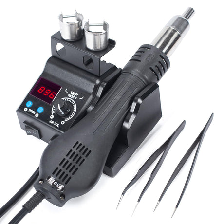 WEP 8858-V Hot Air Rework Station Kit with Compact Size, Integrated Nozzle Holder, 3 Nozzles, 2 Tweezers, Adjustable Temperature& Air Volume, PID Program, °C/°F Conversion and More WEP