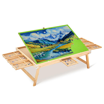 2000-piece Large Wooden Puzzle Table with Foldable Legs & 8 Sorting Drawers & Hard Cover,4-Level Adjustable Tilting Jigsaw Puzzle Board with Non-Slip Felt Surface,30''x41'' - WoodArtSupply