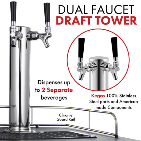 Kegco Kegerator, Dual Tap, Stainless Steel Kegco