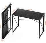 Coavas 39.4 inch Folding Desk No Assembly Required, Writing Computer Desk Space Saving Foldable Table Simple Home Office Desk, Black Wood Coavas