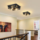 ZHU YAN Farmhouse Ceiling Light Fixture, 2 Pack Square Black Metal Cage Ceiling Lamp for Kitchen Entryway Hallway (4-Light) ZHU YAN