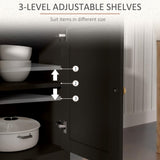 HOMCOM Sideboard Buffet Cabinet with Storage, 48" Kitchen Storage Cabinet with 2 Drawers and 4 Barn Doors, Farmhouse Coffee Bar Cabinet with Adjustable Shelves, Black HOMCOM