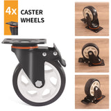 Wheels,5 Inch Caster with Brake, Casters Set of 4 Heavy Duty 2000Lbs with Safety Dual Locking, Industrial Swivel Casters, Polyurethane No Noise Wheels for Cart, Workbench(2 Hardware Kits Included) Ashxakv