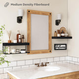 QEEIG ‎Bathroom Shelves Over Toilet - Paper Storage Wall Mounted Farmhouse Decor Decorations Aesthetic Décor Sign Small Floating Shelf 2+1 Set 16 inch, Black (020B) QEEIG
