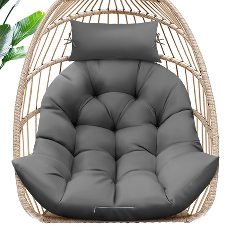 MAGIC ELEPHANT Egg Chair Cushion, Memory Foam Hanging Egg Chair Cushion Replacement, Indoor Outdoor Hammock Basket Swing Cushion with Headrest (Grey) MAGIC ELEPHANT