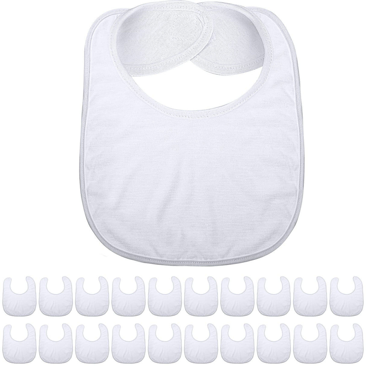 Geyoga 20 Pieces Sublimation Blanks White Bibs for Baby Decorating Washable Reusable Fabric Bibs (White) Geyoga