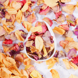 20+ Cups Real Rose Petals Biodegradable Wedding Flower Confetti, 2 QT Mixed Yellow Purple Pink Dried Roses Petals for Wedding Proposal Bath Valentine's Day Party Flower Girl Oning