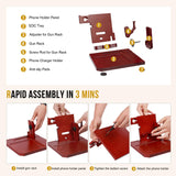 OneTigris Wood Phone Docking Station, Gifts for Men Nightstand Organizer Desk Organizer Beside Wallet Tray Watch Stand with Gun Rack, Anniversary Birthday Gifts for Dad Husband Boyfriend Fathers' Day OneTigris