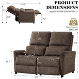 DRMBOOK 52'' RV Loveseat Recliner Sofa, Velvet Fabric Double Camper Couch 2 Seater Recliner, Home Movie Theater Seating Chair, 2 Person Push Back Recliners for Living Room, Brown DRMBOOK
