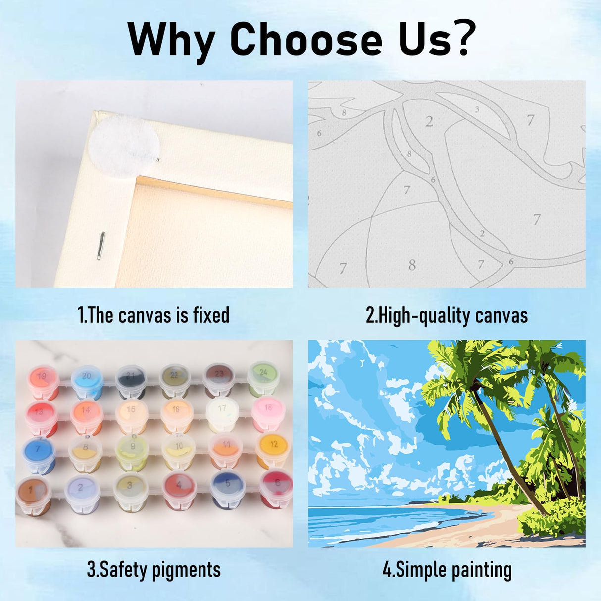 HEIBAGO Framed Paint by Numbers kit for Kids, 4 Pack Landscapes Paint by Numbers for Kids Ages 8-12, Paint by Numbers Kits Children Beginner, DIY Acrylic Oil Painting for Home Wall Decor 8x8 inch HEIBAGO