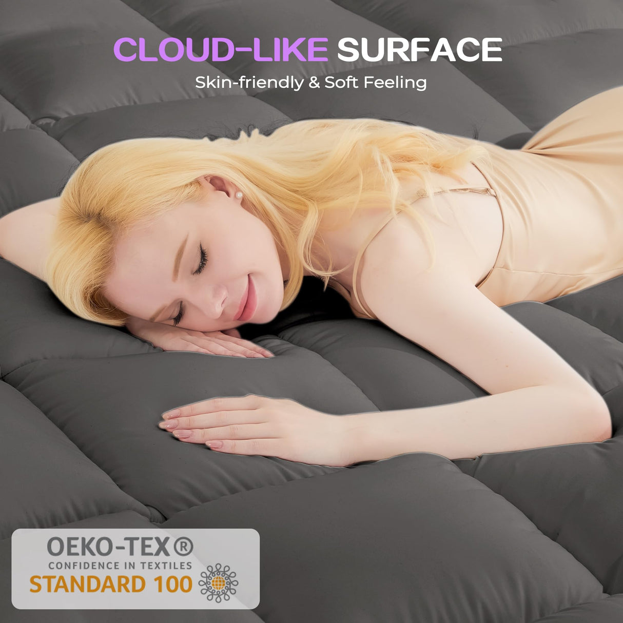 SINWEEK Dual Layer 5 Inch Memory Foam Mattress Topper King Size, 3 Inch Gel Memory Foam Plus 2 Inch 1450 GSM Down Alternative Quilted Pillow Top Mattress Pad Cover, Dark Gray SINWEEK