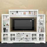 Tatub Large Wall Unit Entertainment Center with Storage, Modern TV Entertainment Center with Bookshelves and Bridge Cabinet, Living Room Tall Bookshelf with Storage, 65.7" Wide for TV Placement, White Tatub