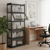 Magshion Display Cabinet with Acrylic Doors, 5-Tier Curio Cabinet for Collectibles, Display Case Showcase for Living Room, Office, 27.5"(L) x 13.5"(W) x 67.5"(H), Black Magshion