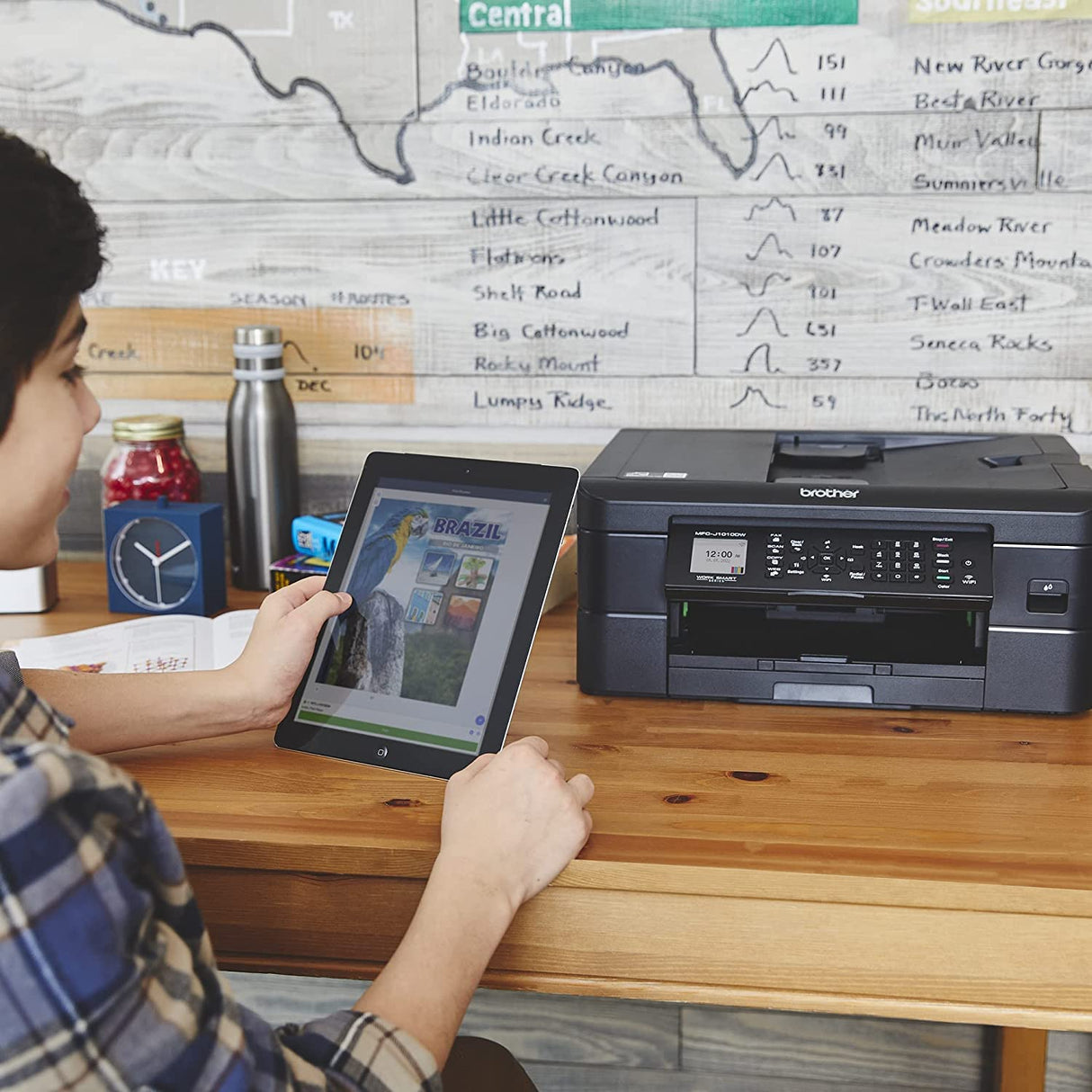 Brother MFC-J10 Series 3-in-1 Printer, Wireless Color Inkjet Printer, Printer, Copy, Scan, Fax - 9.5 ppm, 150 Sheets, 1.8" Color LCD, with Mobile Device and Duplex Printing, with MTC Printer Cable Brother