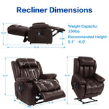 MAEVIS Power Recliner Chair, Lay Flat Sleeping Lift Chairs Recliner for Elderly with Heat and Massage,Comfy Real Breathable Leather Recliners with Dual OKIN Motor for Living Room (Brown) MAEVIS
