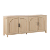 Walker Edison Sasha 4-Door Reeded Sideboard Buffet with Cord Management, 70 Inch, Coastal Oak Walker Edison