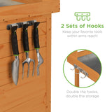 Best Choice Products Outdoor Garden Wooden Potting Bench Work Station w/Metal Table Top, Pre-Stained Finish, Cabinet, Sliding Drawer, Large Bottom Shelf - Brown Best Choice Products