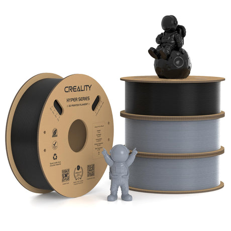 Creality Hyper PLA Filament 1.75mm, 30-600mm/s High Speed 3D Printer Filament, Dimensional Accuracy +/-0.02mm, Fit Most FDM 3D Printers, 4 Pack 1kg Spool(2.2lbs), Black & Grey Creality