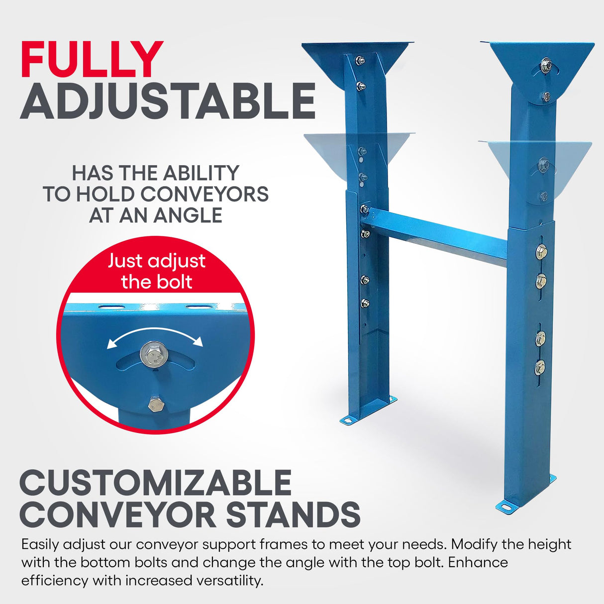 Ultimation Industries Light-Duty Roller Stand - Adjustable Height Tool Stand with Steel Conveyor Rollers, 12" x 3' Galvanized Steel, Ideal Roller Stands for Woodworking, 540 lbs Capacity, Made in USA Ultimation