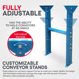 Ultimation Industries Light-Duty Roller Stand - Adjustable Height Tool Stand with Steel Conveyor Rollers, 12" x 3' Galvanized Steel, Ideal Roller Stands for Woodworking, 540 lbs Capacity, Made in USA Ultimation