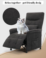 Power Recliner Chair for Adults – Heated Massage, Vibration, Electric Reclining Sofa with Side Pocket & Remote, Adjustable Recliner for Living Room or Home Theater Seating (Premium, Black) NBBOTBOT