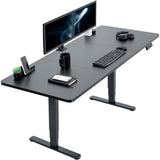 VIVO Electric Height Adjustable 71 x 30 inch Memory Stand Up Desk, Black Table Top, Black Dual Motor Frame with Preset Controller, 2B Series, VIVO