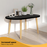 Funecy Oval Coffee Table Low Table with 4 Solid Wood Sturdy Legs, Floor Table Desk for Sitting on The Floor, Storage and Living Room Furniture (Black) Funecy