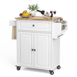 Gizoon White Kitchen Island Cart with Adjustable Shelves, Drawer, and Movable Wheels Gizoon
