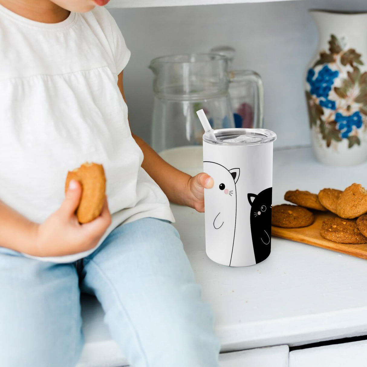 Joyclub 4 Pack 12 oz Sublimation Tumblers Stainless Steel Skinny Straight Sublimation Tumbler with Lid and Straw Ideal for DIY Gifts, Tea, Coffee，Wine Joyclub