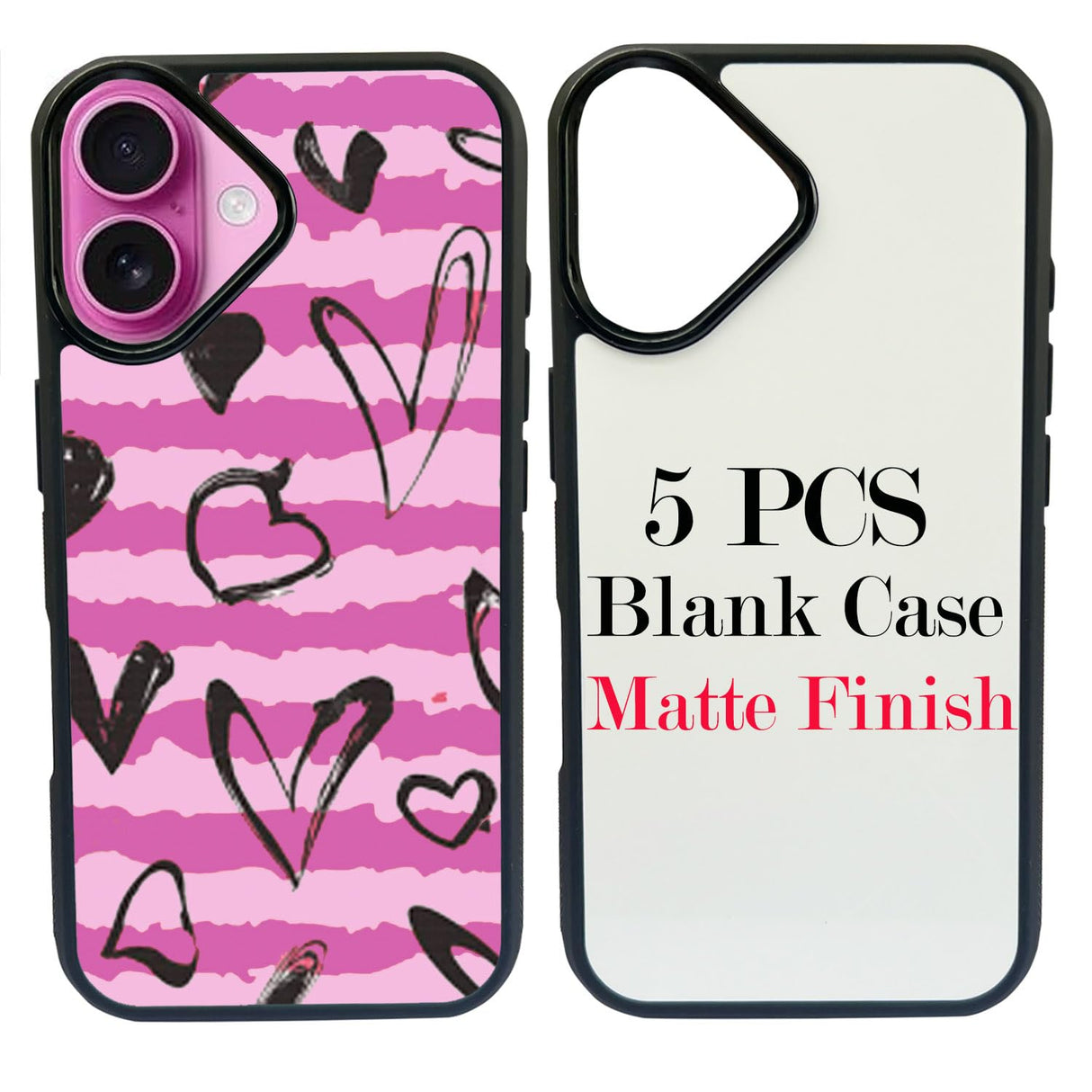 JUSTRY 5 Sets Sublimation Blanks Phone Case Bulk Covers Compatible with iPhone 16, 6.1-Inch, 2 in 1 2D DIY Blanks Case Soft Rubber Cover + Inserts Matte,Easy to Sublimate Customized Sub JUSTRY