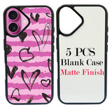 JUSTRY 5 Sets Sublimation Blanks Phone Case Bulk Covers Compatible with iPhone 16, 6.1-Inch, 2 in 1 2D DIY Blanks Case Soft Rubber Cover + Inserts Matte,Easy to Sublimate Customized Sub JUSTRY